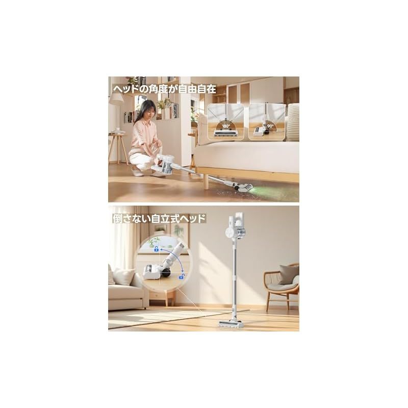 掃除機 コードレス 42000pa LEACCO コードレス掃除機 自立式 軽量