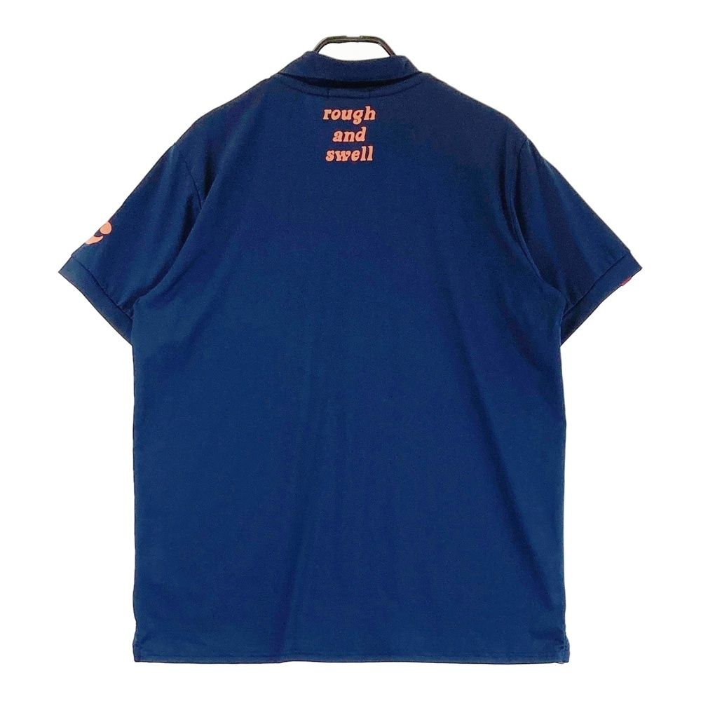 サイズ：XL ROUGH&amp;SWELL ラフアンドスウェル  襟付 半袖Tシャツ  ネイビー系 [240101490363] ゴルフウェア メンズ ストスト サイズ：XL ROUGH&SWELL ラフアンドスウェル 襟付 半袖Tシャツ