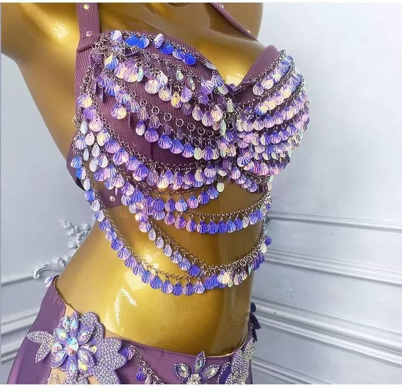 ベリーダンス レッスン着 バイカラー セットアップ オレンジ