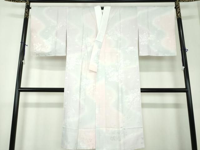 平和屋着物●上質な長襦袢 無双仕立て 束ね熨斗花地紋 暈し染め まるやま扱い 正絹 ♥ DAAX4664ps