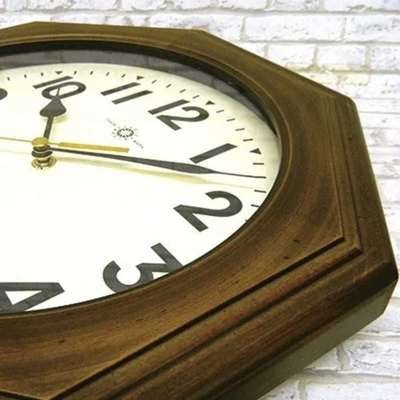 インテック 天然木レトロ8角電波掛け時計 アラビア文字 電波自動受信機能有 アンティークブラウン DQL712_A NEXPOTALLINN_EU