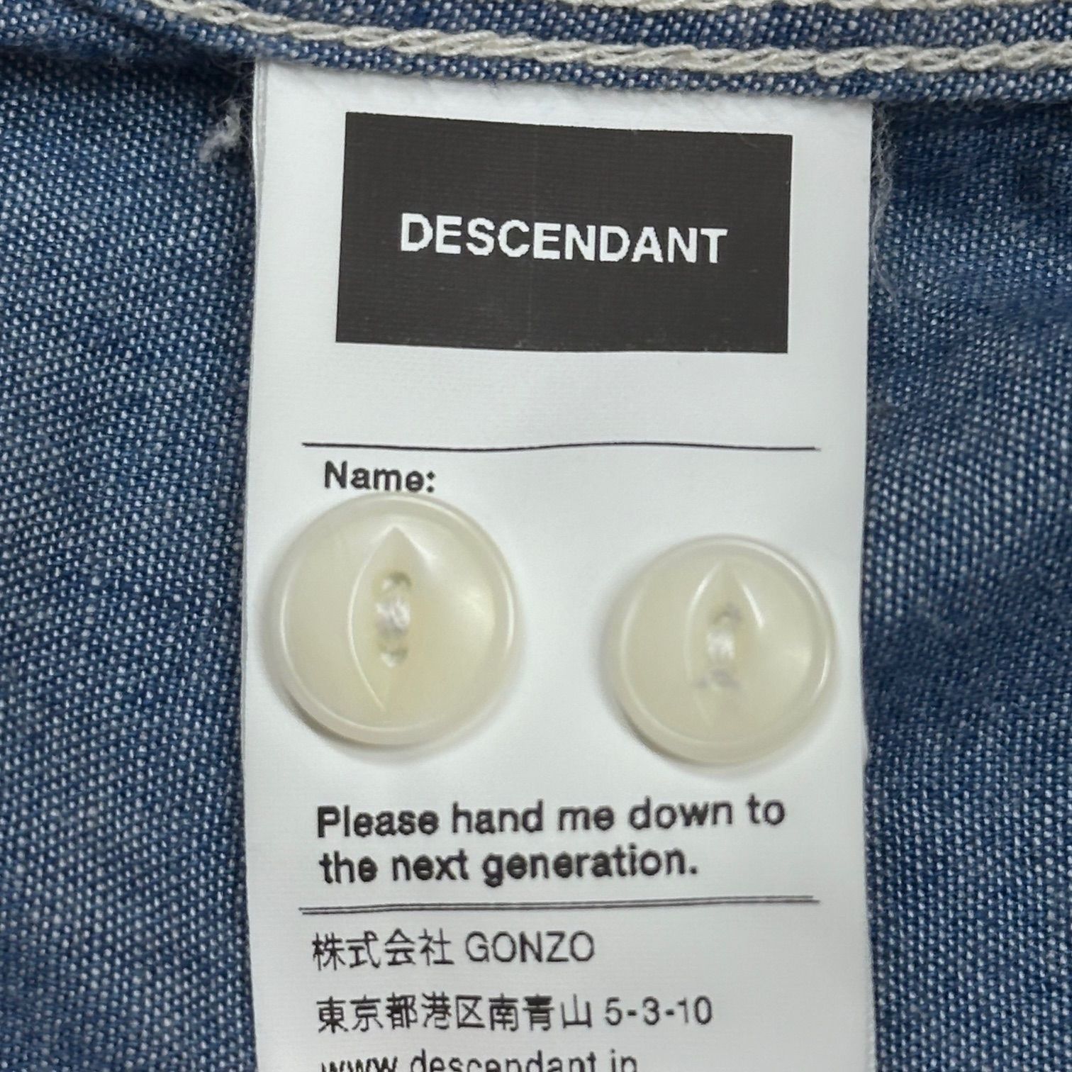 参考上代27500円 DESCENDANT 25SS NORMAN CHAMBRAY LS SHIRT