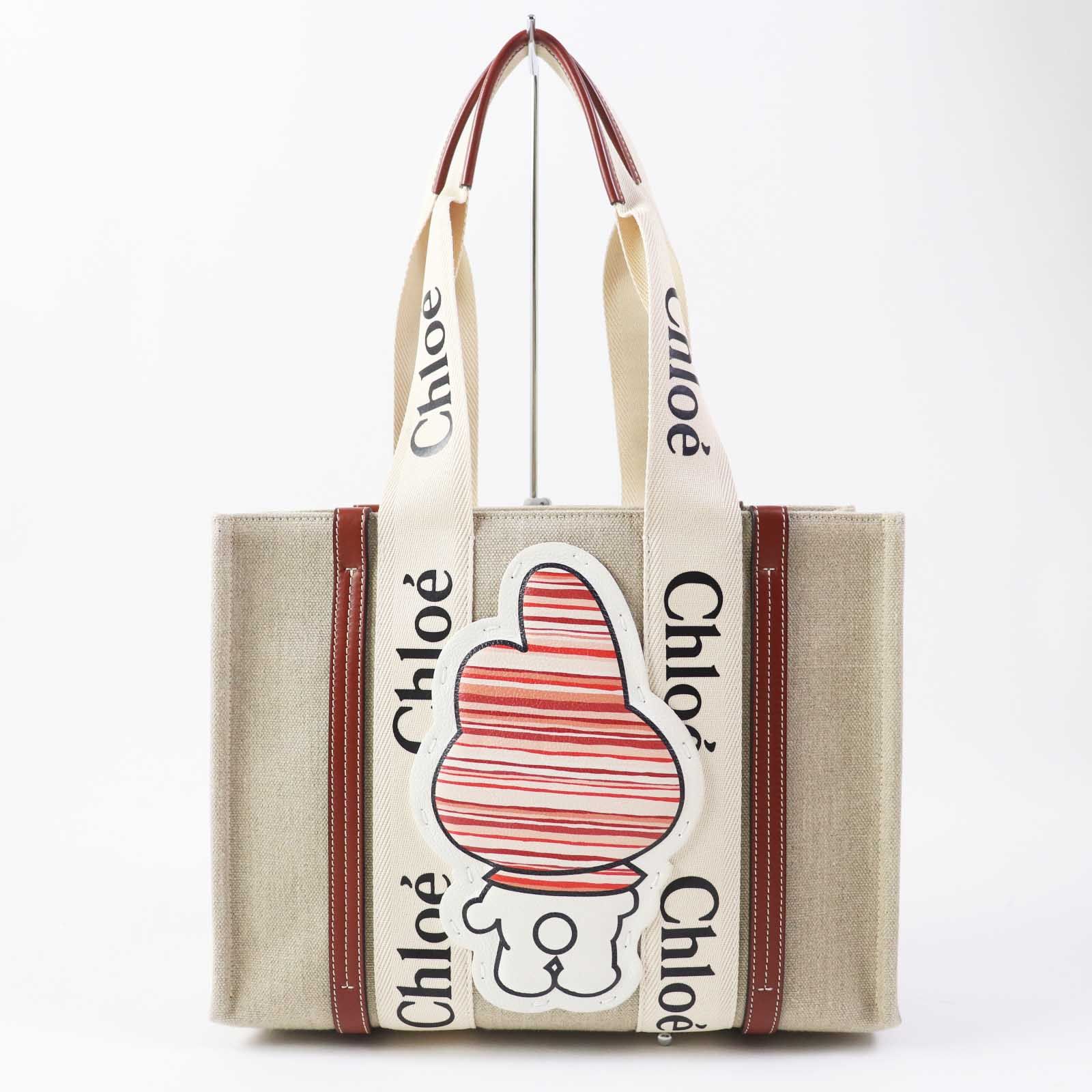 極美品◎Chloe クロエ サンリオ CHC23SS383J7369A WOODY TOTEBAGS ウッディ ミディアム マイメロディ トートバッグ  ベージュ キャメル 保存袋付き イタリア製 正規品 レディース - メルカリ