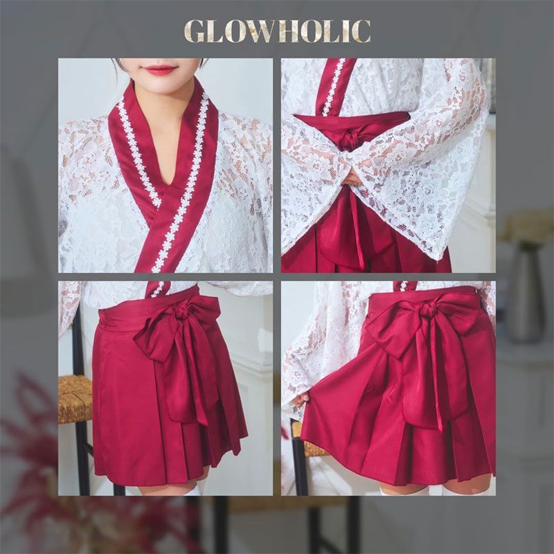 クリアストーン Clearstone コスプレ 和風 巫女 GLOWHOLIC レースミニ巫女 レディース フリーサイズ レッド[glowholic-lace-mini-miko]