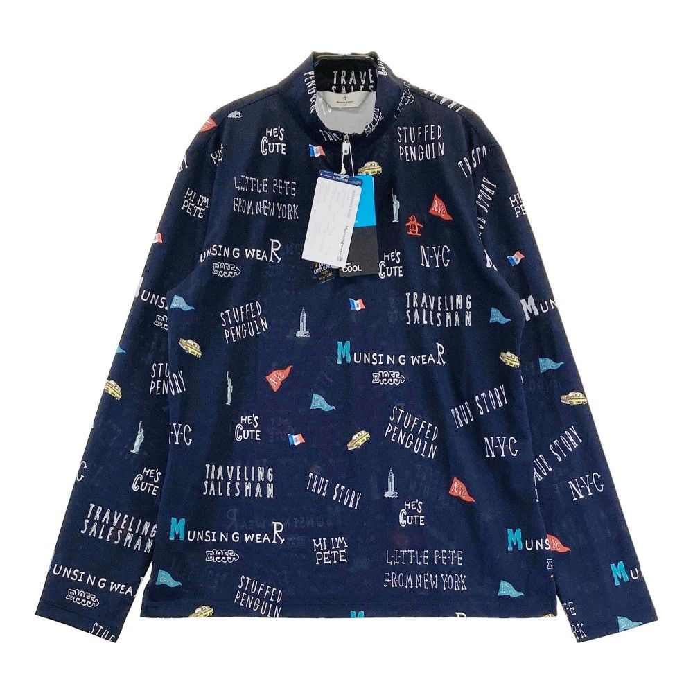 サイズ：LL MUNSING WEAR マンシングウェア MGWQJB02 ハーフジップ 長袖Tシャツ 総柄 ネイビー系 [240101268066]# ゴルフウェア レディース ストスト