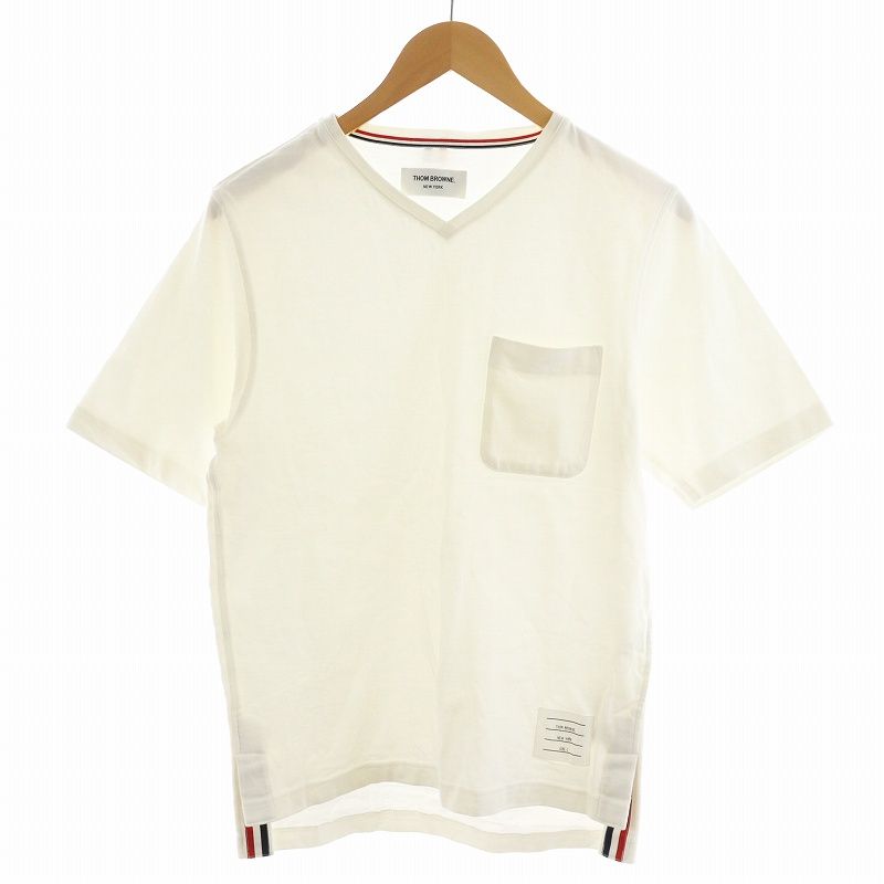 【美品】THOM BROWNE ホワイト Tシャツ　サイズ１ 12559185_52161763_600.jpg