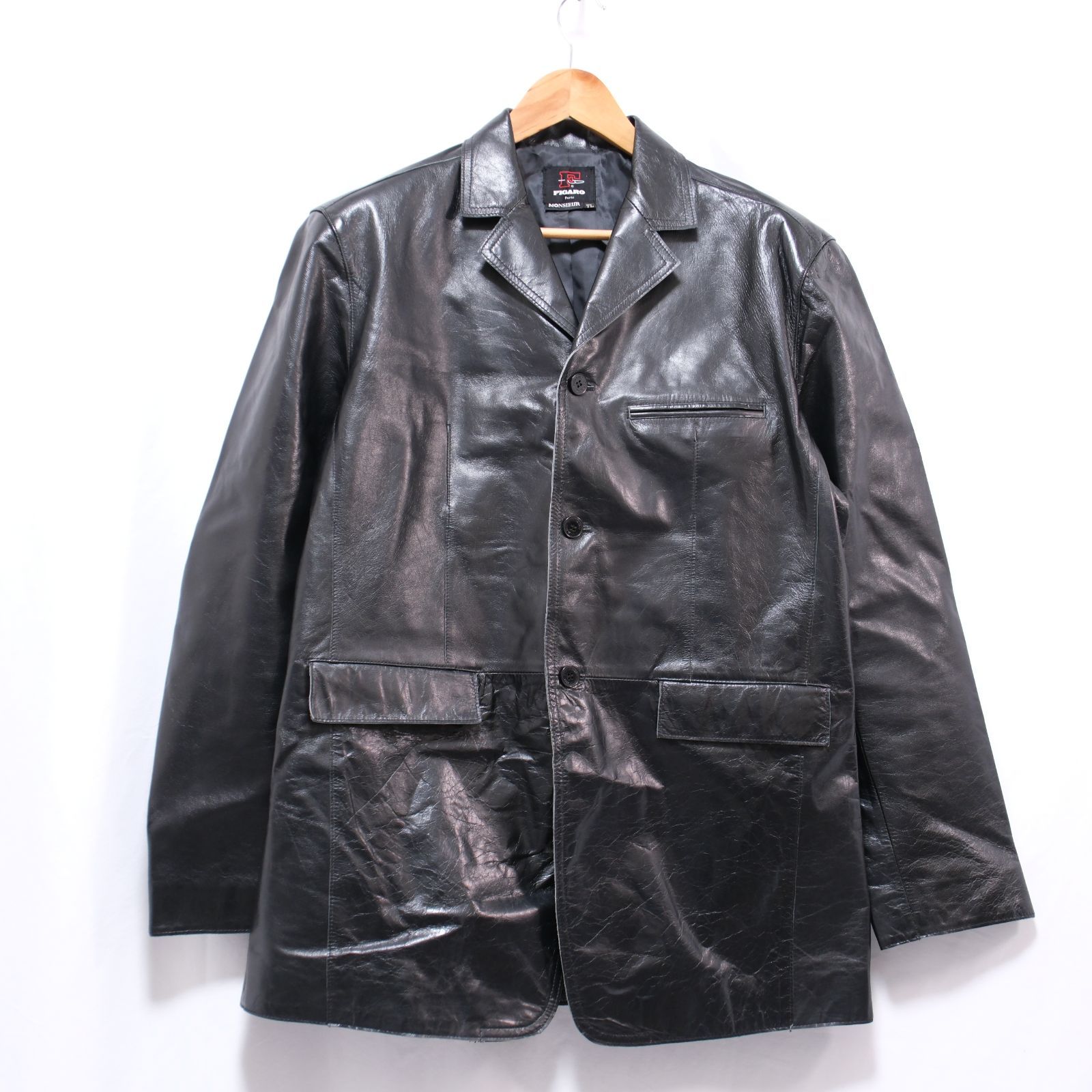 FIGARO フィガロ 羊革 ラムレザー ジャケット 黒 ブラック サイズTL  