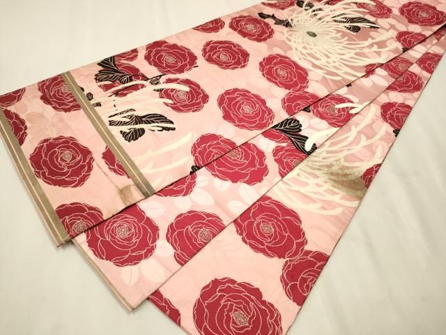 平和屋着物○アンティーク 大正ロマン 丸帯 乱菊 薔薇 銀糸 正絹 逸品