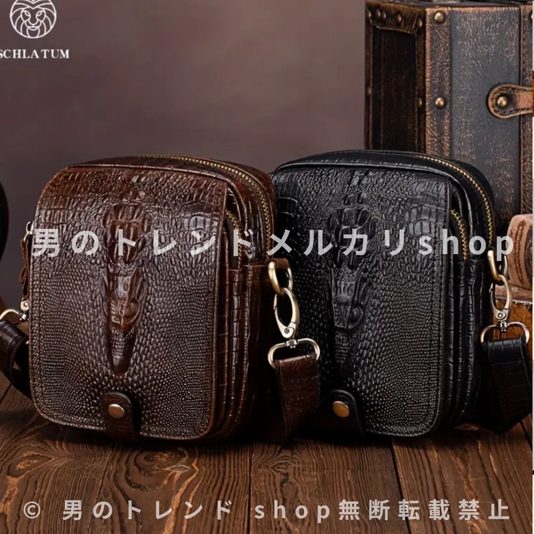 ショルダーバッグ 牛革 メンズ クロコダイル調 a4 a5 アウトドア iPad 