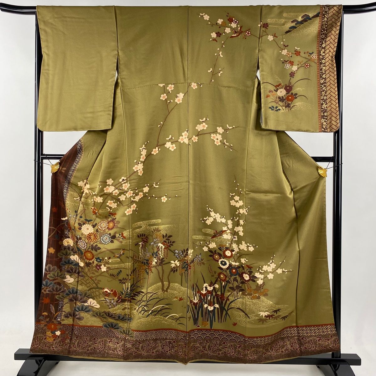 平和屋着物□訪問着 絞り 刺繍 吉祥花文 金彩 正絹 逸品 AAAT8937jh