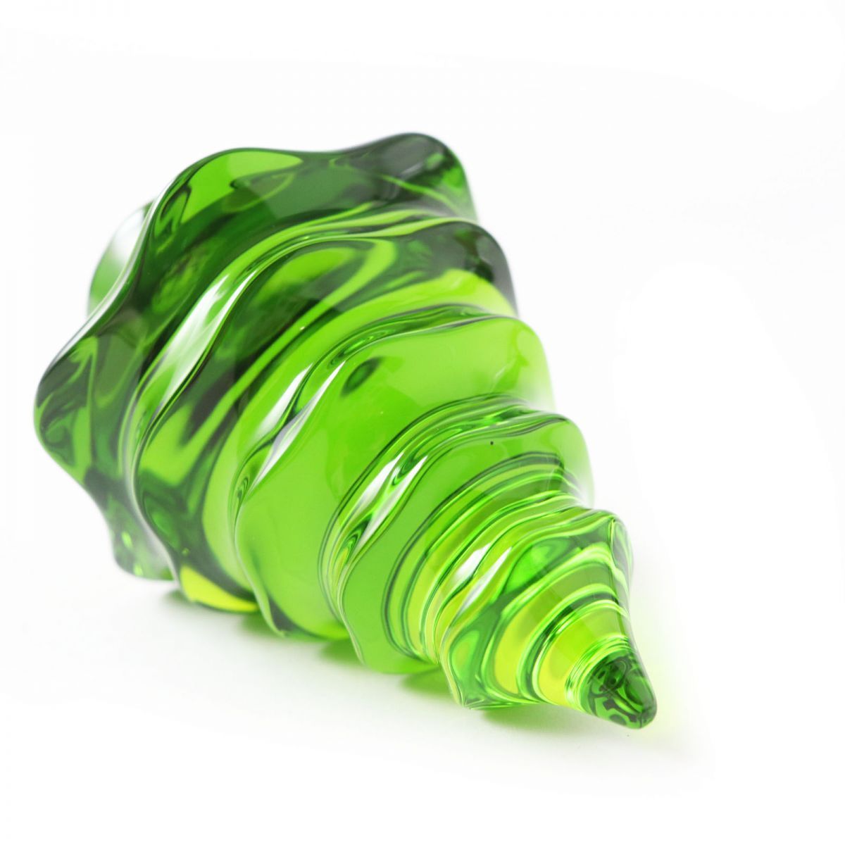 極美品◎フランス製 Baccarat バカラ クリスマスツリー 置物／オブジェ クリスタルガラス グリーン 緑 13×10cm 箱付き