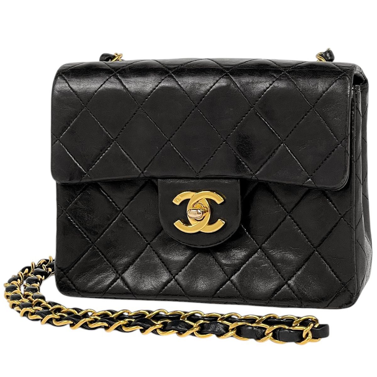CHANEL マトラッセ シングルフラップ チェーンバッグ ココマーク 1番台 CHANEL ミニ マトラッセ シングルフラップシングルチェーン 1990