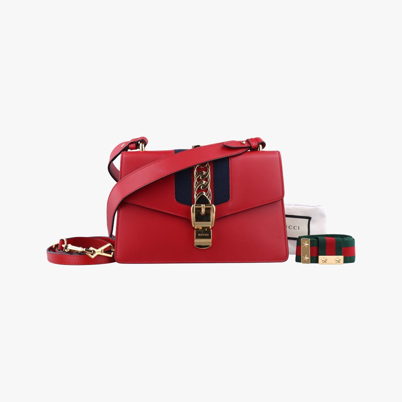 グッチGucciシルヴィレッド×ネイビーレザー421882B023103386