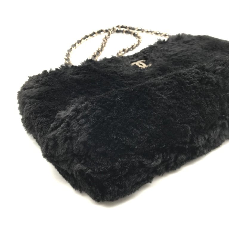美品 CHANEL シャネル ココマーク ラパン ファー チェーン トート ショルダー バッグ ブラック a2884 CHANEL - 美品 CHANEL シャネル ココマーク ラパン ファー チェーン