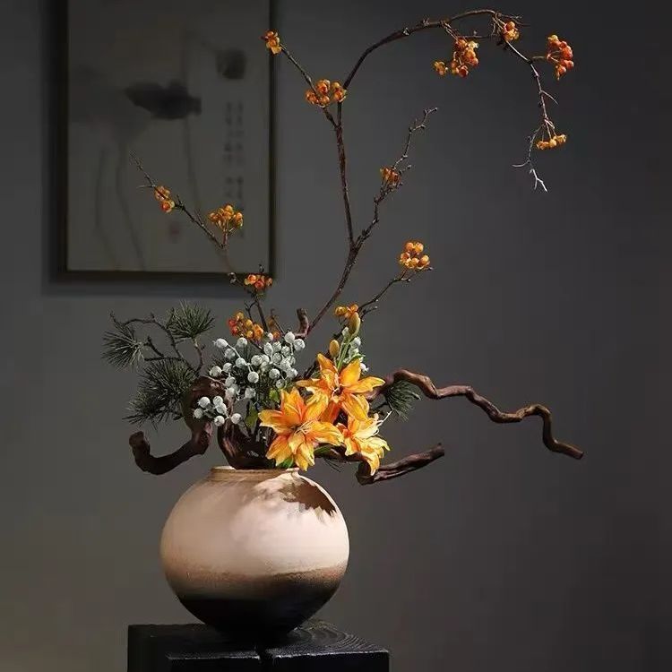 黄色の粘土手工芸品クラブの表示窓ヴィラ入口全体的な花の装飾 装飾モデルルームホテルの花の装飾中国の芸術の装飾