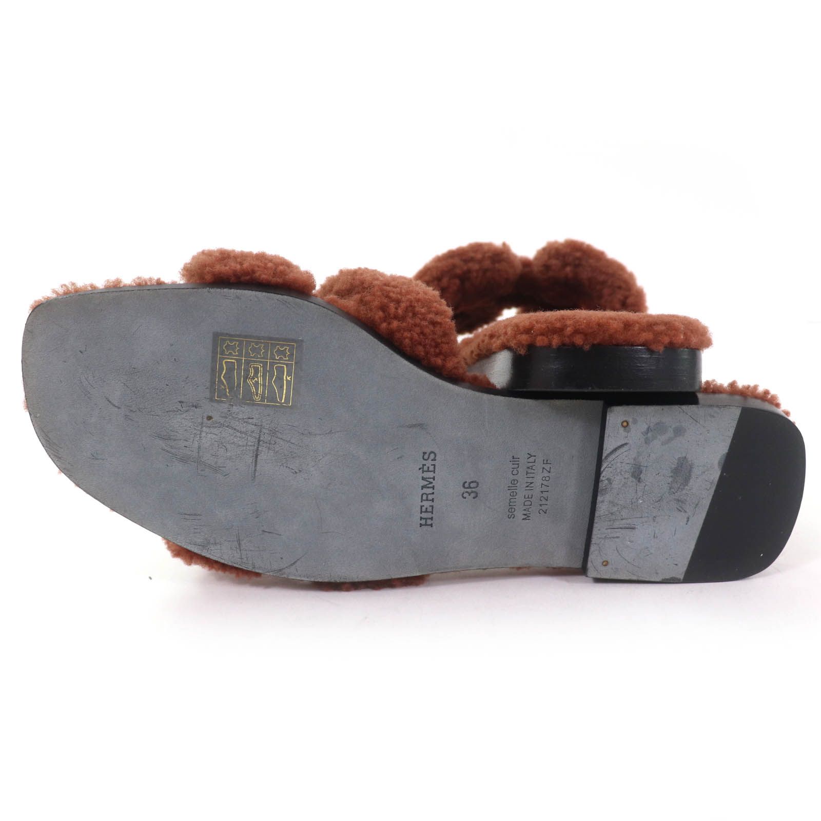 極美品☆HERMES エルメス オラン ムートン ミュール フラット
