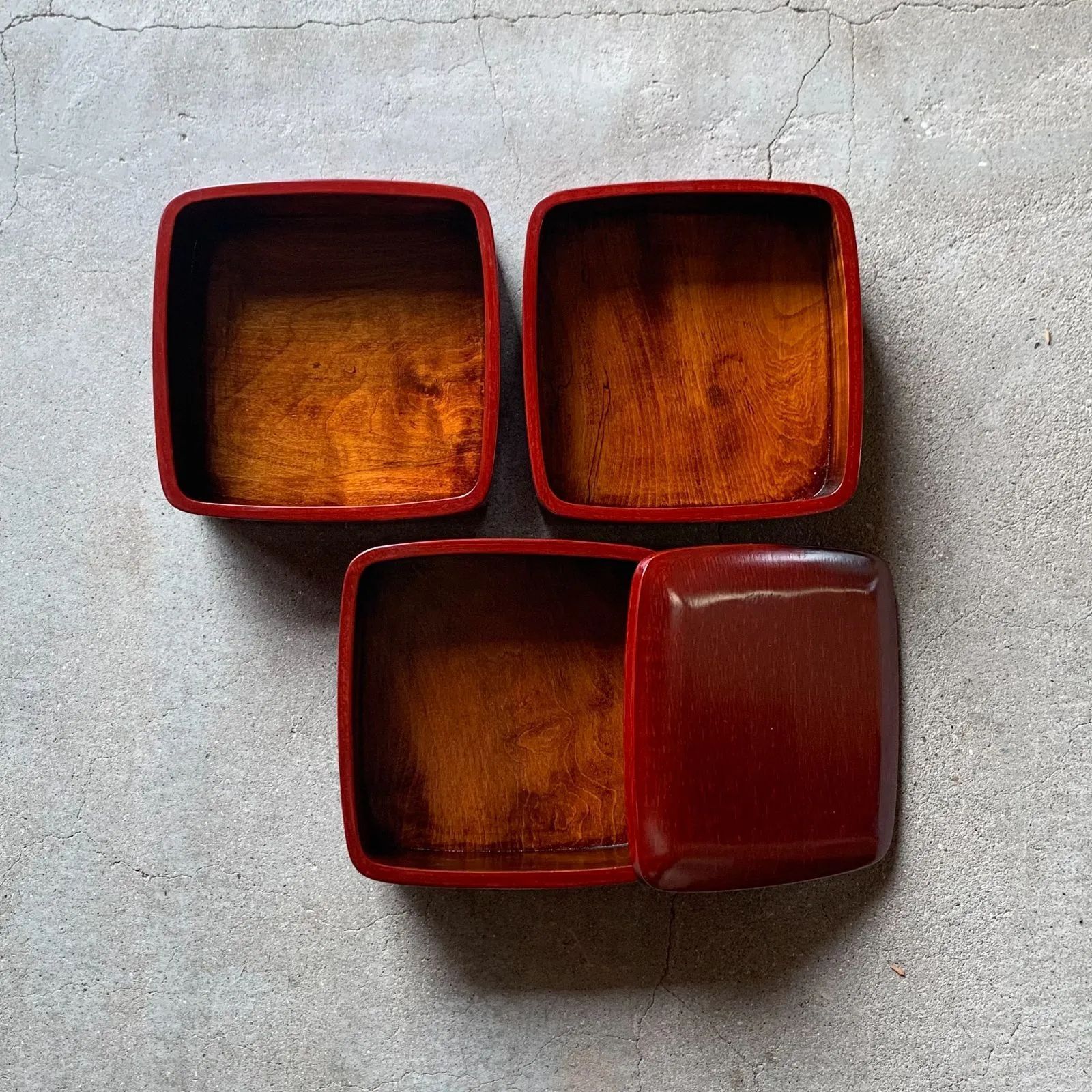 角隅折盆 根来塗（香川漆器） 香川漆器 後藤塗 三段 重箱 讃岐