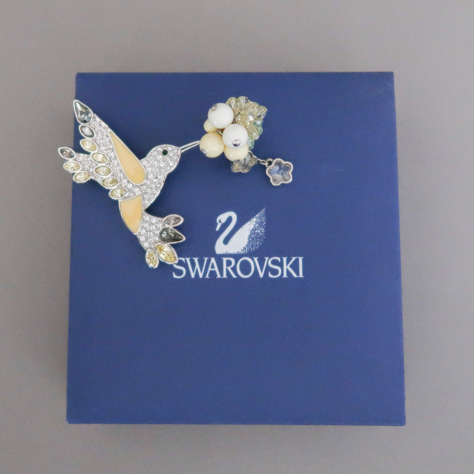 SWAROVSKI ラインストーン 鳥 SILVER ブローチ 〈202-6〉 SWAROVSKI