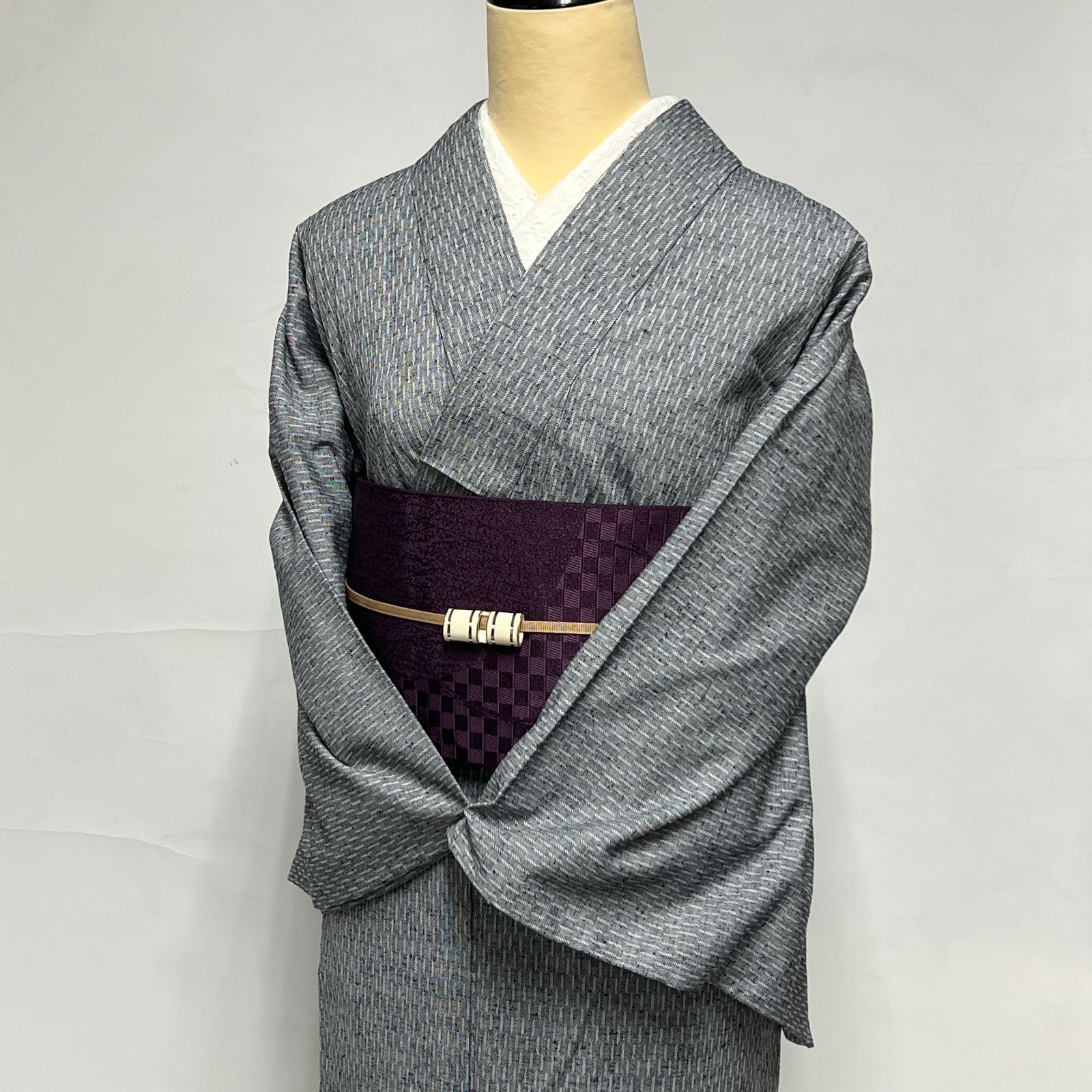 中古品） レディース 着物 木綿着物 久留米織 日本製 ROCCA 2点セット