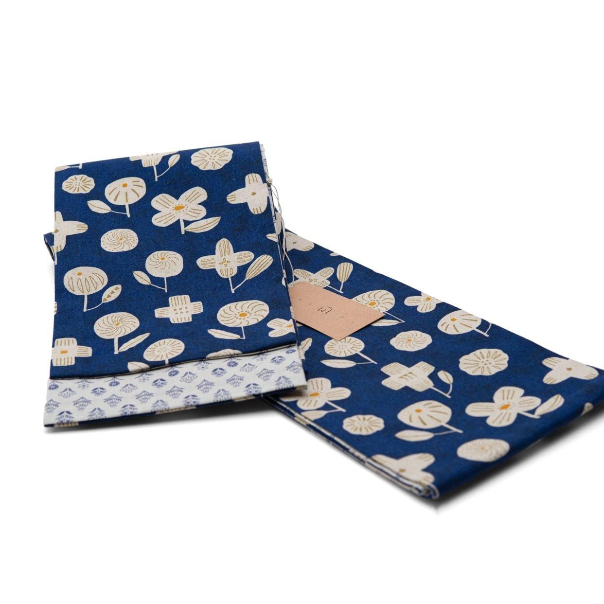 Nagi 綿麻リバーシブル半幅帯 NAVY