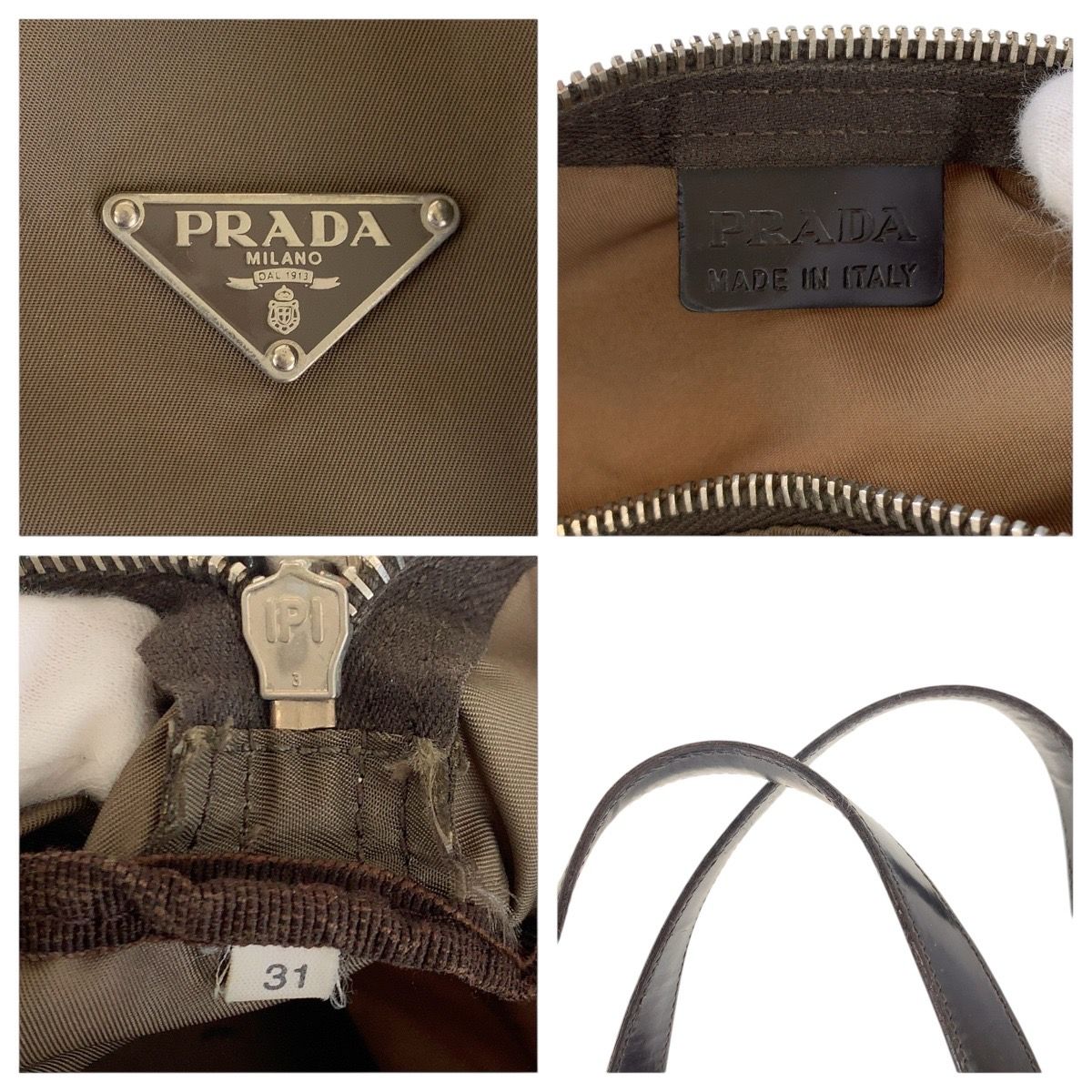 PRADA プラダ テスート 三角ロゴプレート グレー シルバー金具