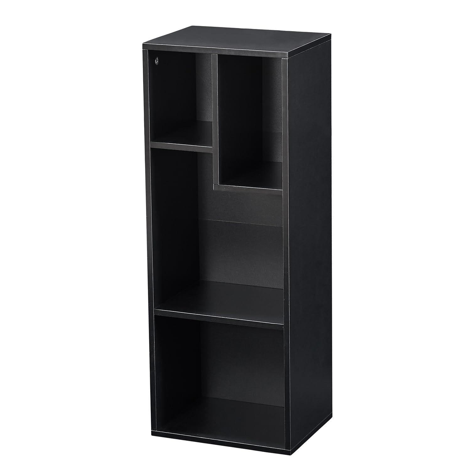 おしゃれ リビングルーム ベッドルーム 教室 ブラック 横置き 高低差 収納棚 多用途 棚 幅30ｘ奥行24ｘ高さ79.5 cm 収納ボックス オープンシェルフ 小型収納棚 本棚 VECELO