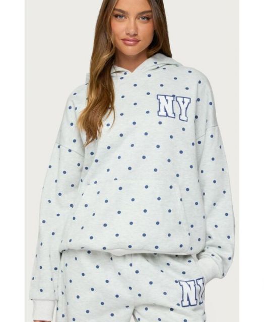 送料無料 アディクテッド レディース パーカー スウェット アウター Women s Ny Babe Polka Dot Hoodie Gray-melange