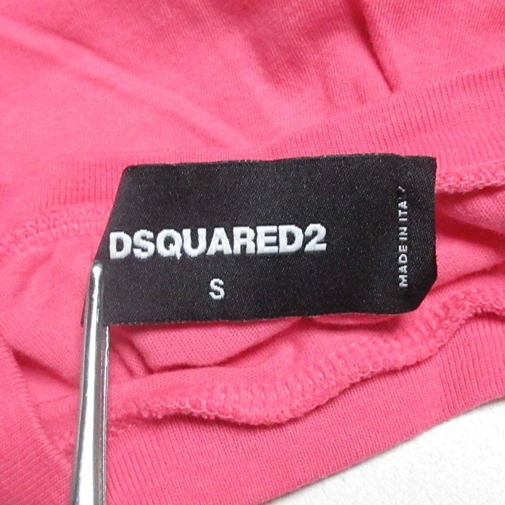 DSQUARED2 - 美品 23SS DSQUARED2 ディースクエアード ロゴプリント 半袖 クルーネック Tシャツ カットソー S ピンク レディース 古着 中古 USED 美品 23SS DSQUARED2 ディースクエアード ロゴプリント 半袖
