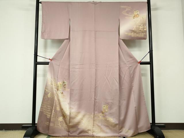 平和屋着物■訪問着　地紙御所解花文　暈し染め　金彩　逸品　未使用　BAAI2918hj 平和屋着物□訪問着 地紙花文 暈し染め 金彩 正絹 逸品