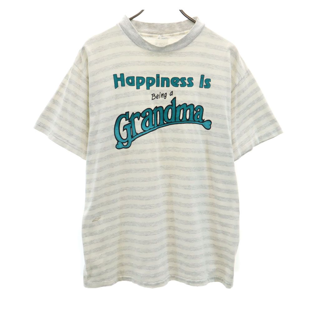デルタ 90s USA製 ボーダー 半袖 Tシャツ XL グレー系 DELTA シングルステッチ オールド メンズ