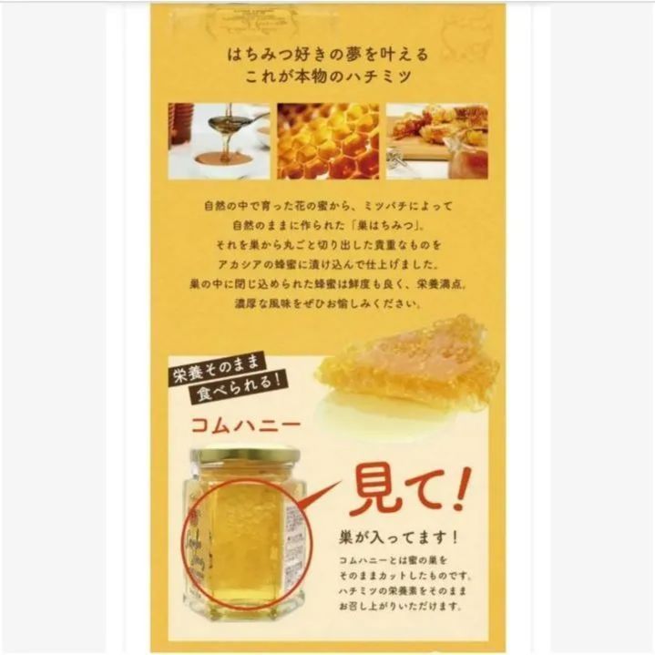 人気商品 天長食品「ハンガリー産アカシアはちみつ 、巣はちみつ」350g