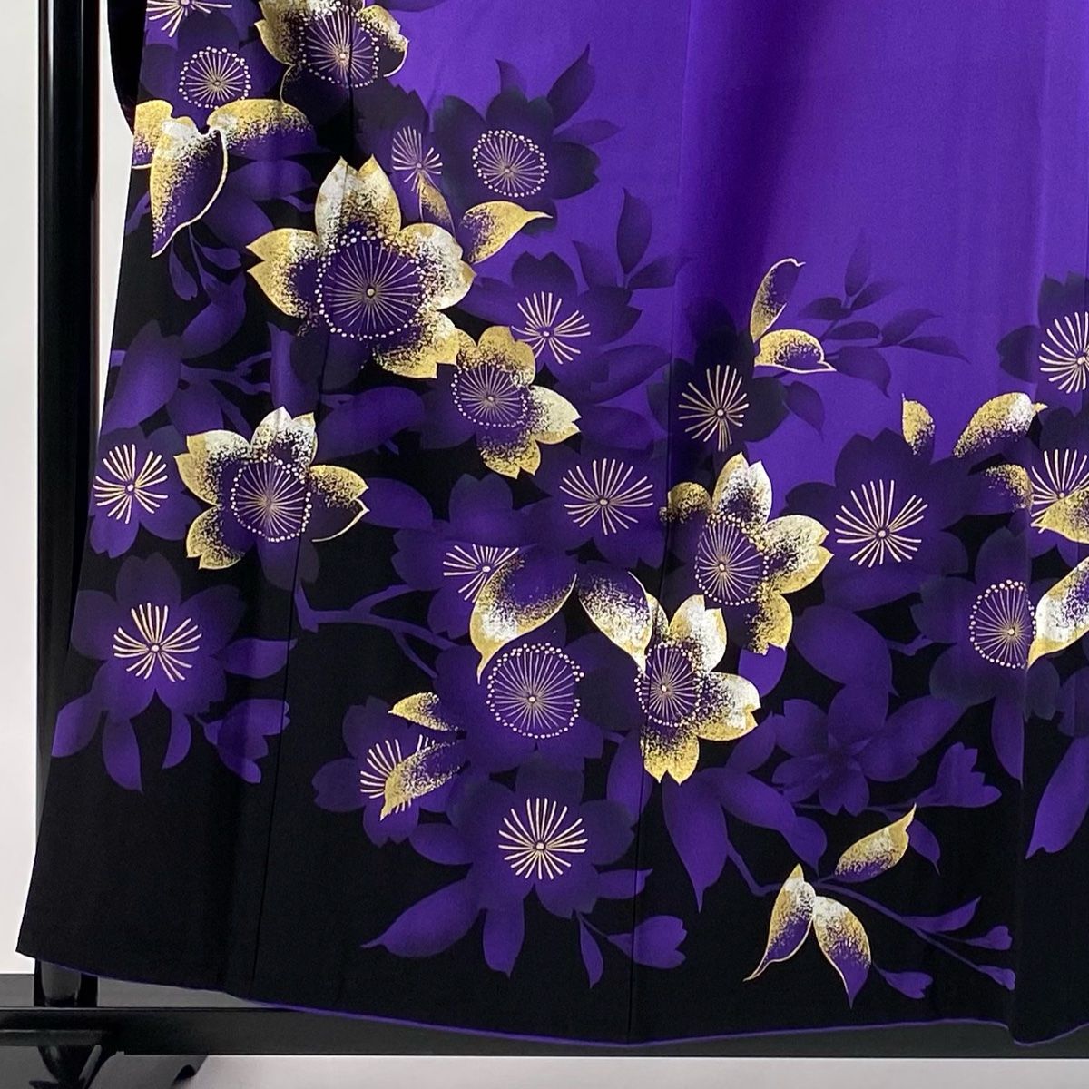 振袖 身丈158cm 裄丈67cm M 袷 やまと 桜 金銀彩 紫 正絹 秀品