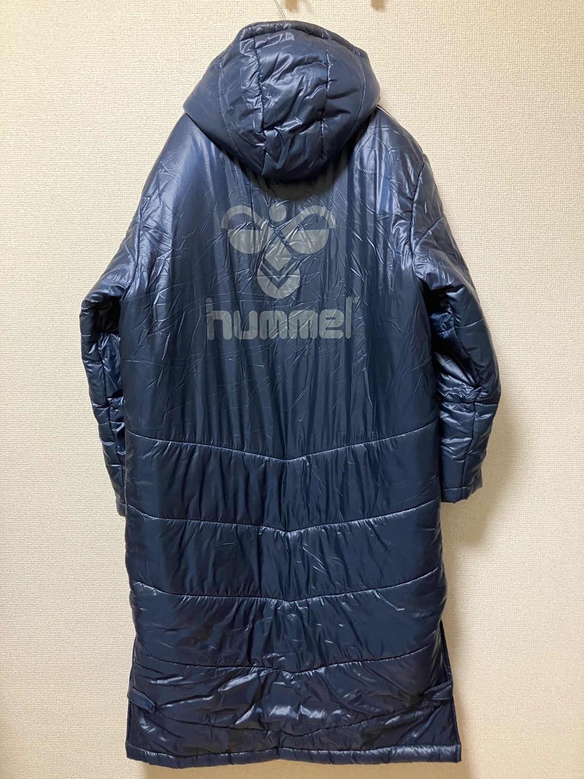 hummel ベンチコート　中綿コート　ゆったりシルエット　フード付き　ネイビー