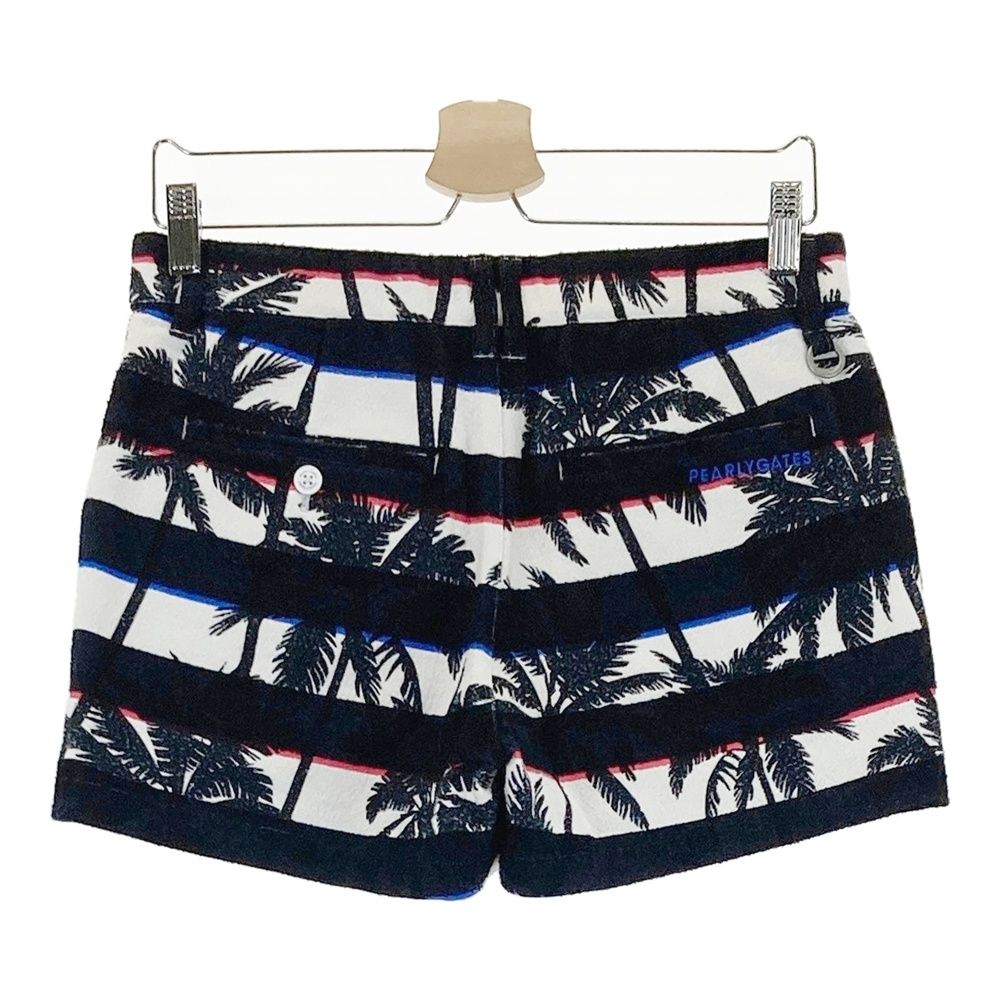 サイズ 1 PEARLY GATES パーリーゲイツ 055-1232608 ショートパンツ パイル ボーダー×ヤシの木総柄 ネイビー系 240101475258 ゴルフウェア レディース ストスト