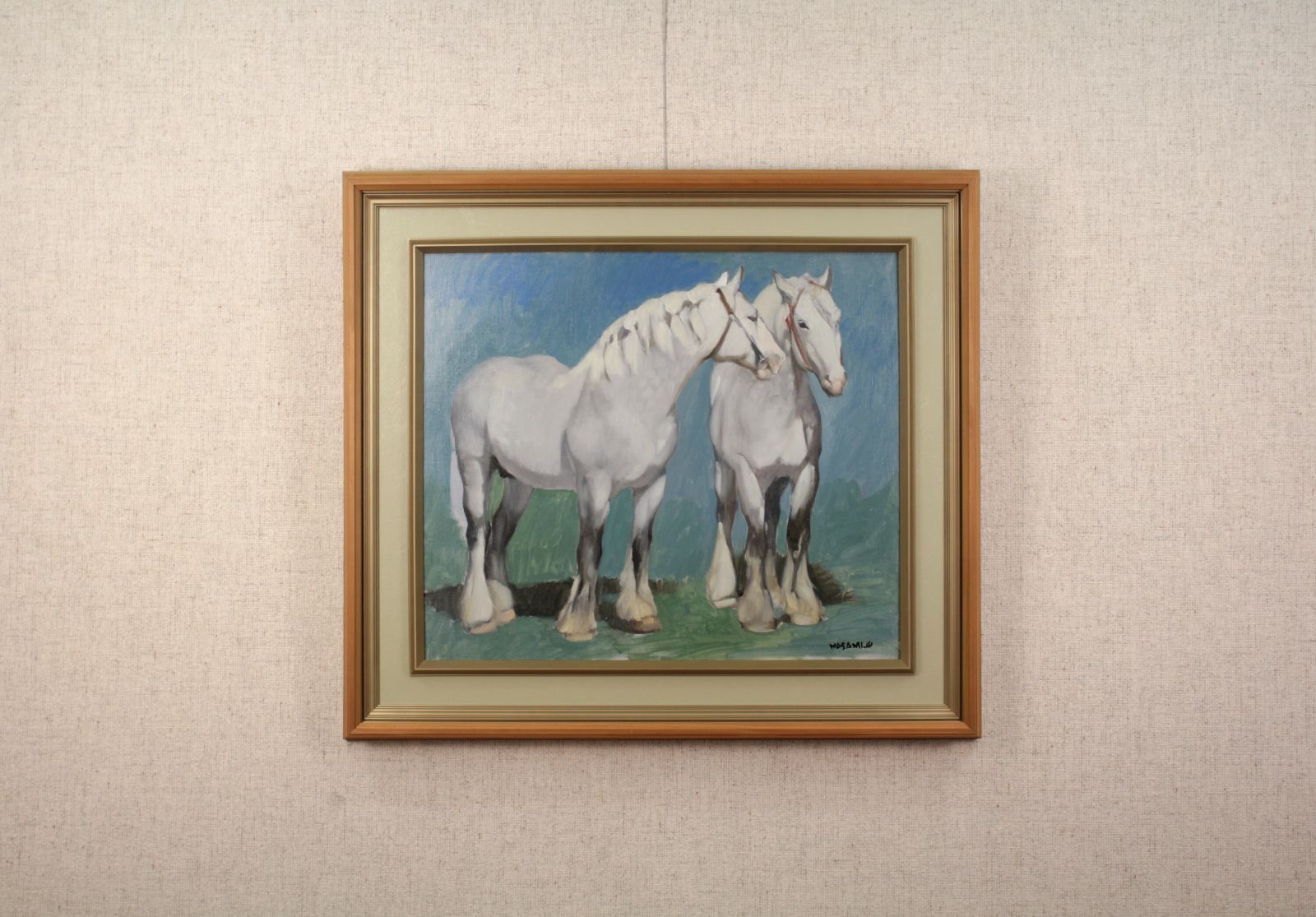 山岸正巳『白馬』パステル画【真作保証】 絵画 山岸正巳『二頭の白馬』油彩画【真作保証】 絵画 - メルカリ