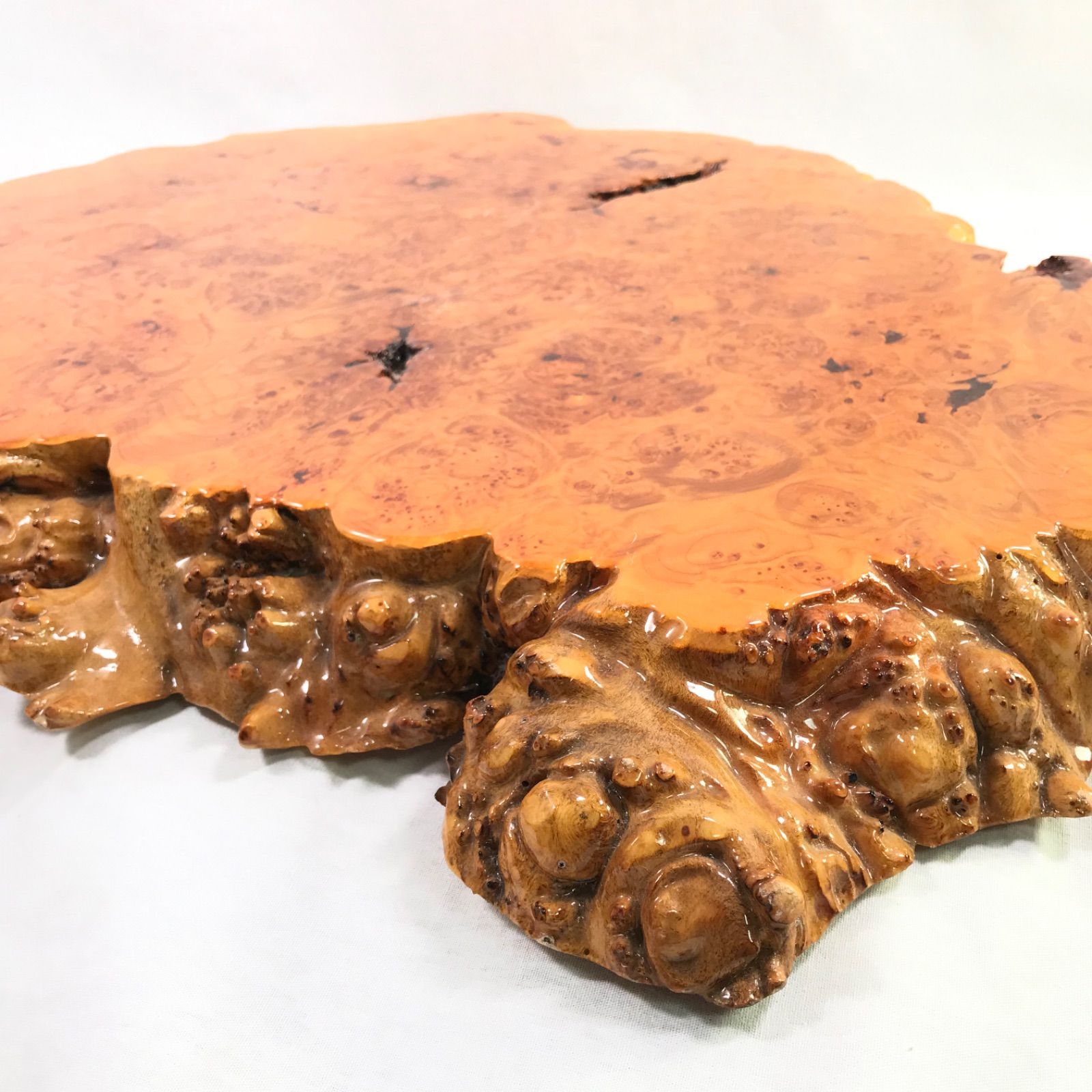 花梨？欅？敷板 瘤杢 鳥眼杢 葡萄杢 飾り台 煎茶台 無垢 一枚板 天然木？