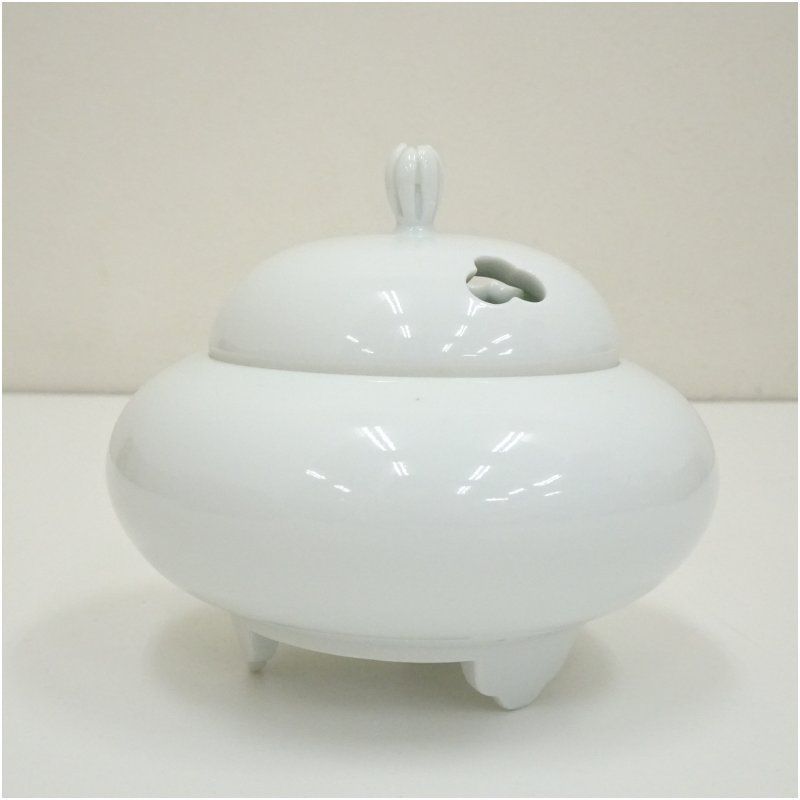 人間国宝 井上萬二造 白磁香炉（共箱） 香道具 お香 おしゃれ かわいい