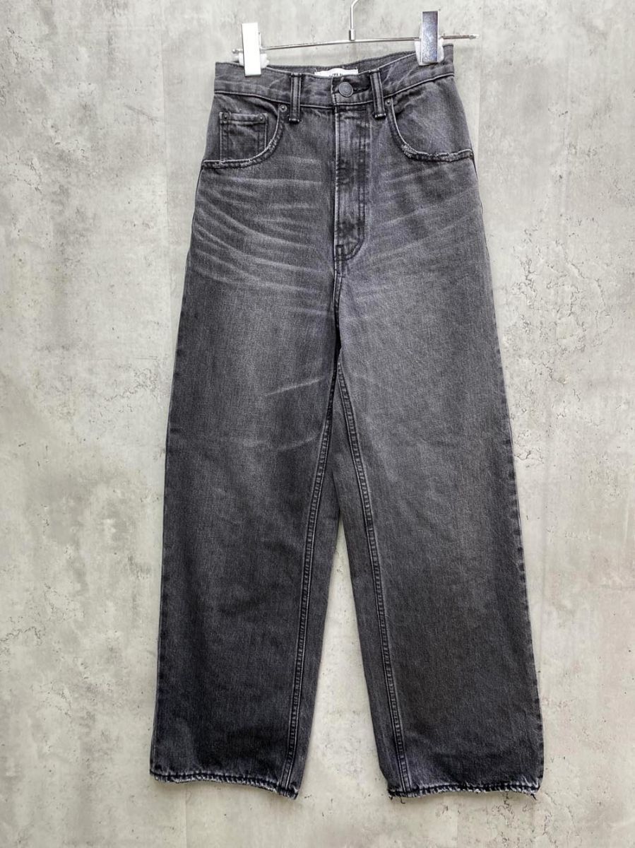 AZUL BY MOUSSY アズールバイマウジー 250gAS11-004K-5 ハイウエスト ワイド デニムパンツ sizeXS|黒 レディース