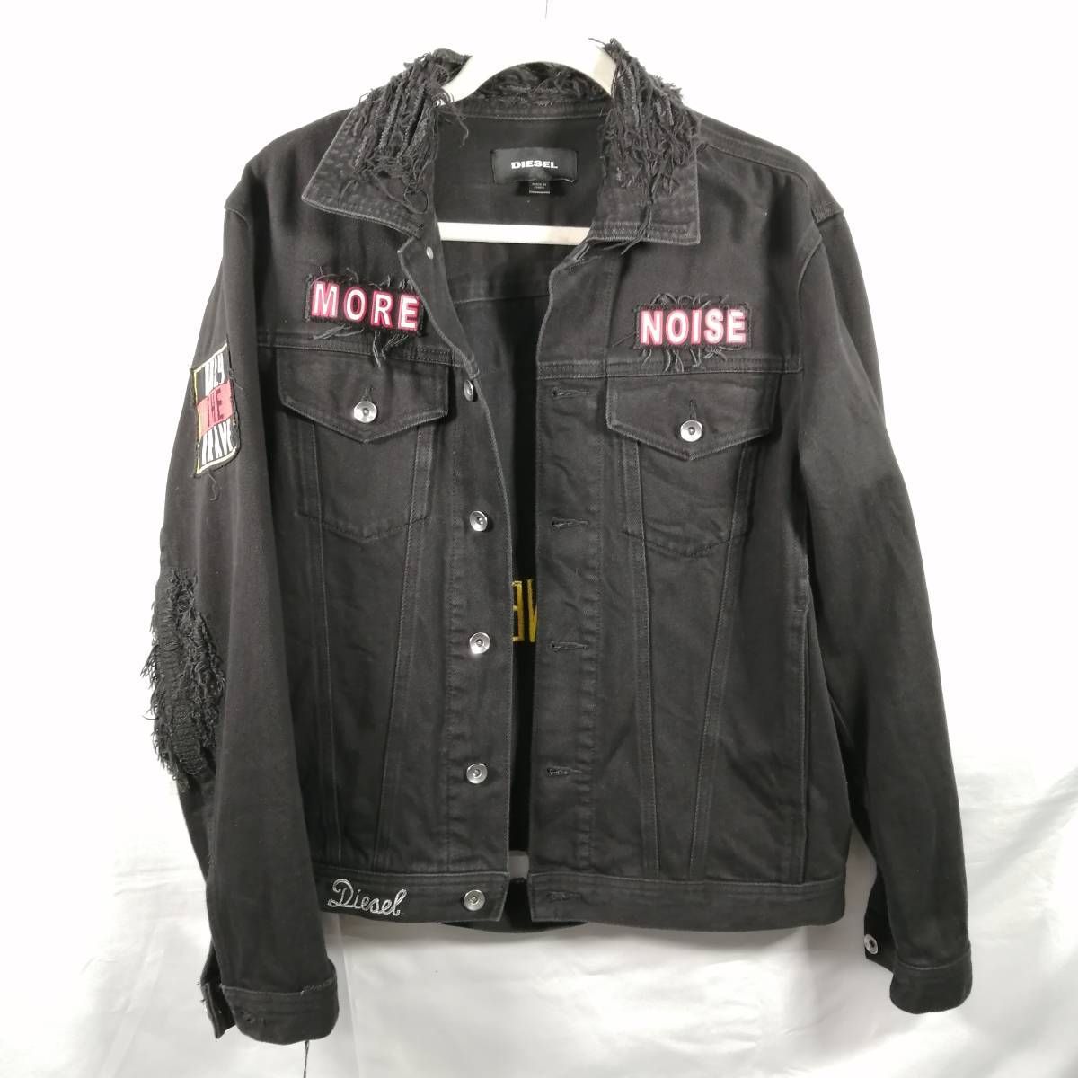 DIESEL Black More Noise Denim Jacket size S デストロイ加工 