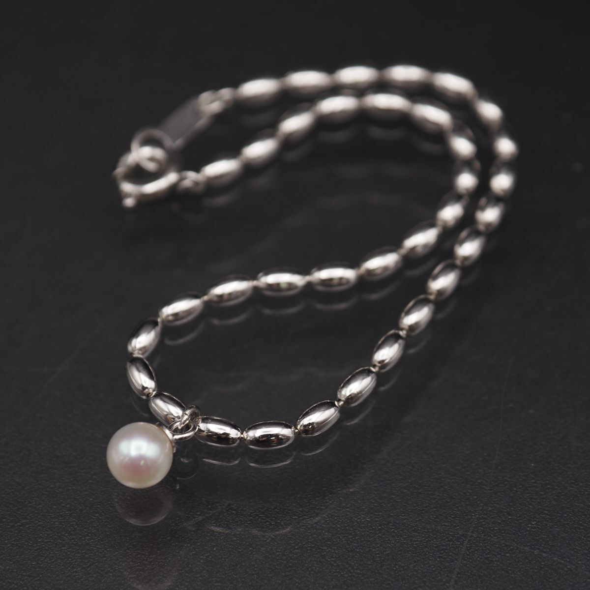 A518 本真珠 5mm珠 パール STERLING SILVER925刻印 ブレスレット