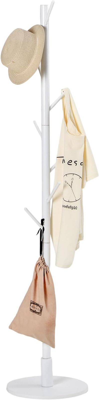 【在庫処分】VECELO ポールハンガー 幅35ｘ奥行き35ｘ高さ165CM コートハンガー コートラック ハンガーラック コート掛け 帽子掛け 玄関収納 竹製 おしゃれ 衣類収納 組立簡単ホワイト