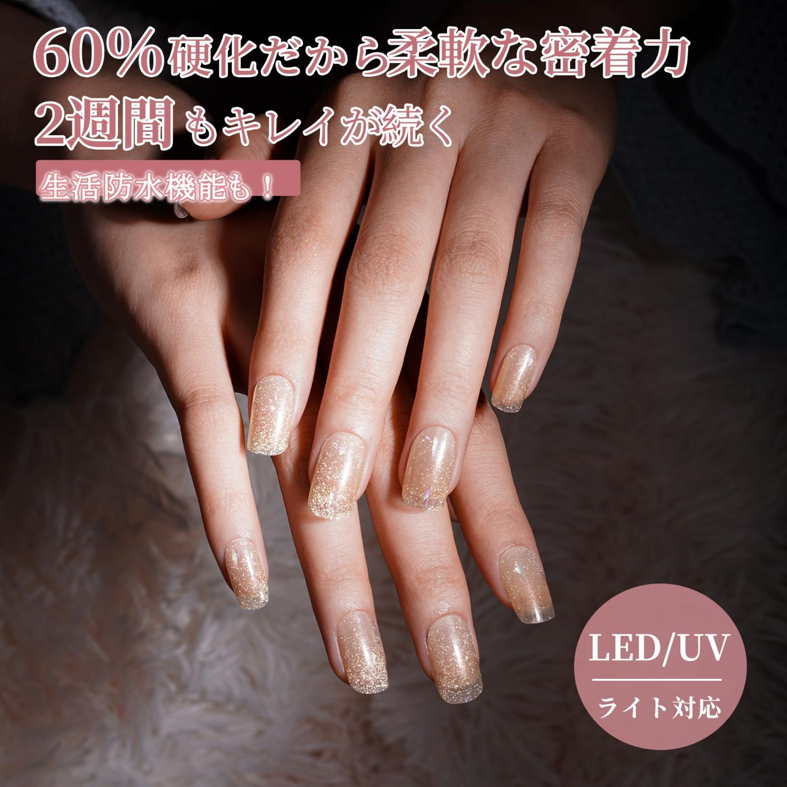 DANNI&TONI ジェルネイルシール 透明 シャンペンカラー ラメ セロハン