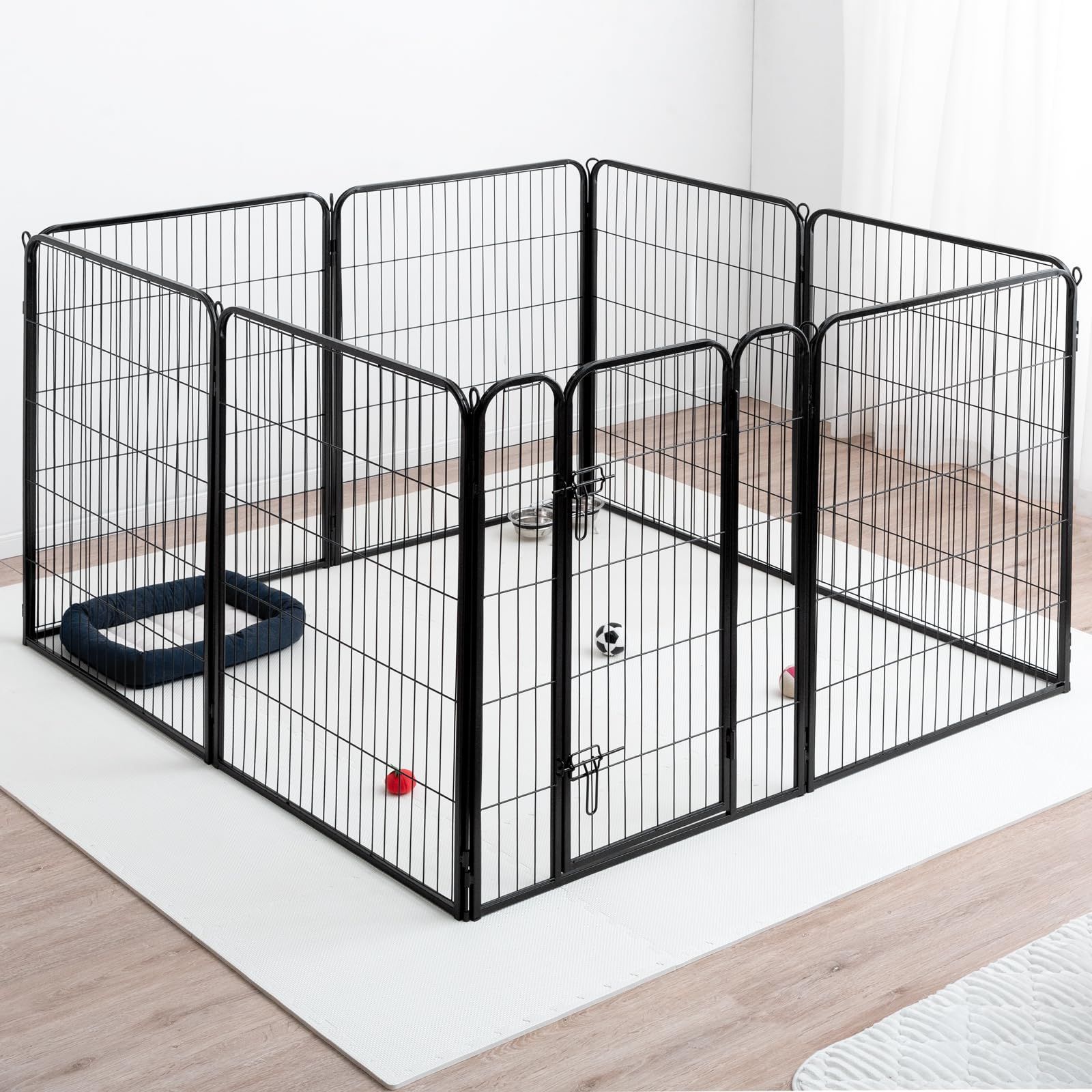 タンスのゲン ペットサークル 高さ100cm 超ハイタイプ 屋内外兼用 組み替えOK ダブルロック 扉付 ケージ ワイド シンプル