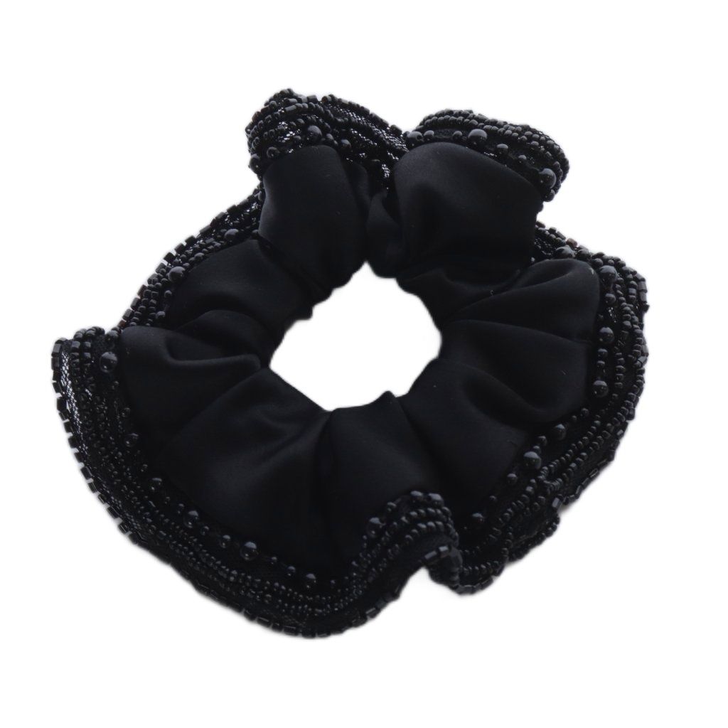 アレクサンドルドゥパリ Alexandre De Paris サテンビーズシュシュ 黒