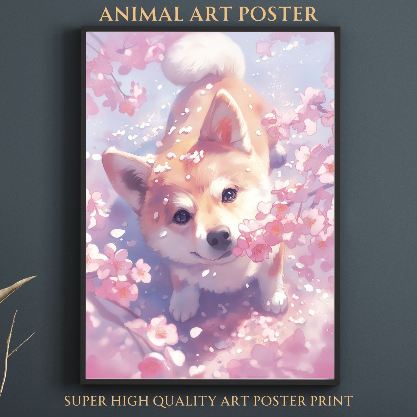 桜犬戯舞 - 柴犬・豆柴犬 No.1】ジークレー版画＊名入れOK！ 桜・花見