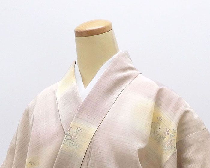 夏物 紗 アウトレット 正絹 霞草花 身丈158cm 裄丈63cm 夏用