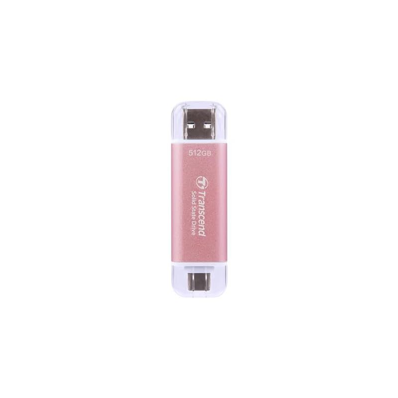 トランセンド ポータブルSSD 512GB 最大1050 MB/s 軽量11g Type-A/Type-C 両対応 PS4/PS5 動作確認済 USB 10Gbps ピンク TS512GESD310P