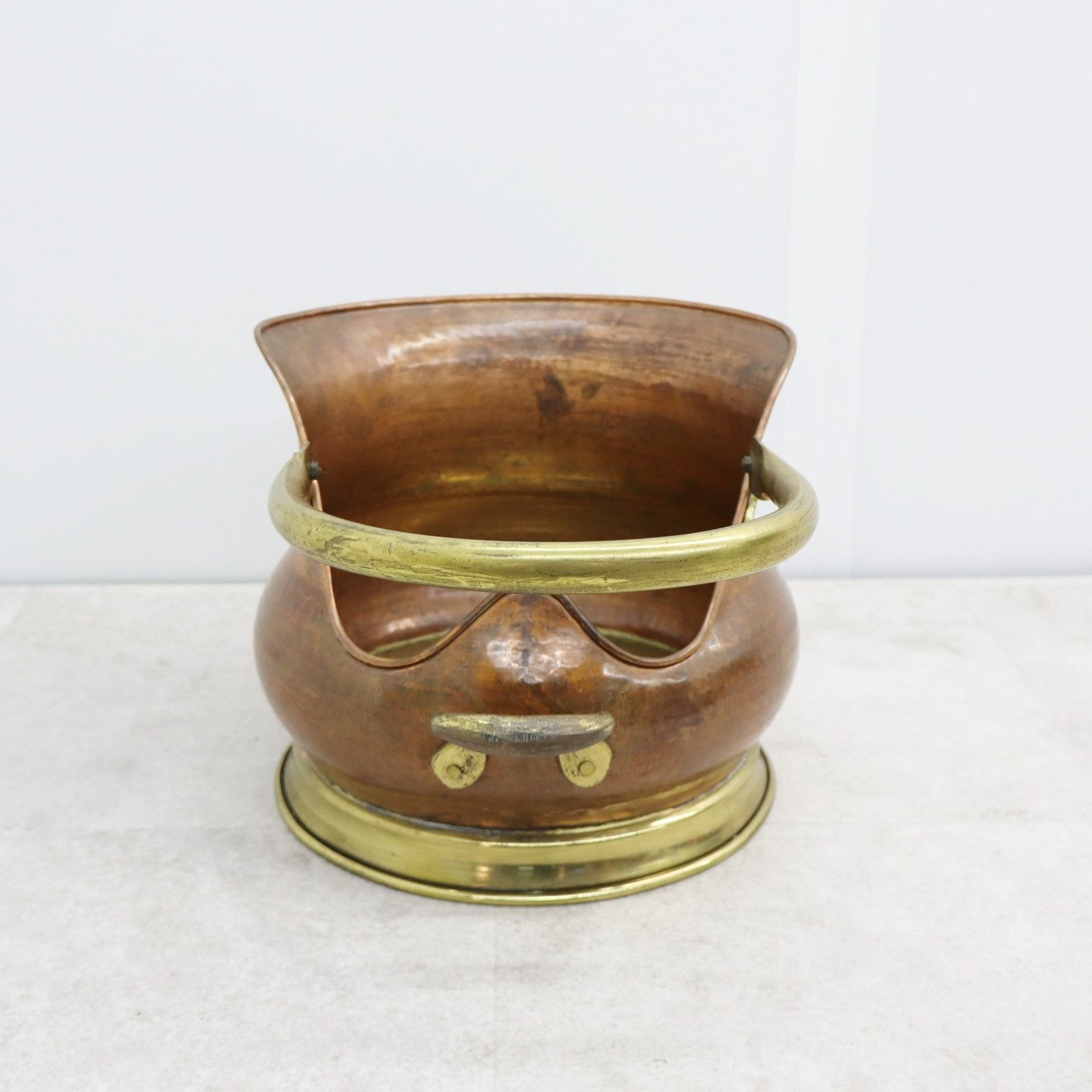 △希少 レア アンティーク イタリア製｜copper Coal bucket 暖炉