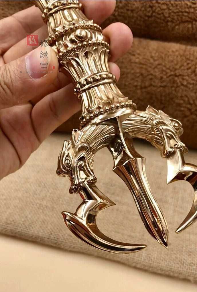 修縁堂】密教法器 四大明王 三鈷金鋼杵 仏教法具 真鍮製 vajra 23CM