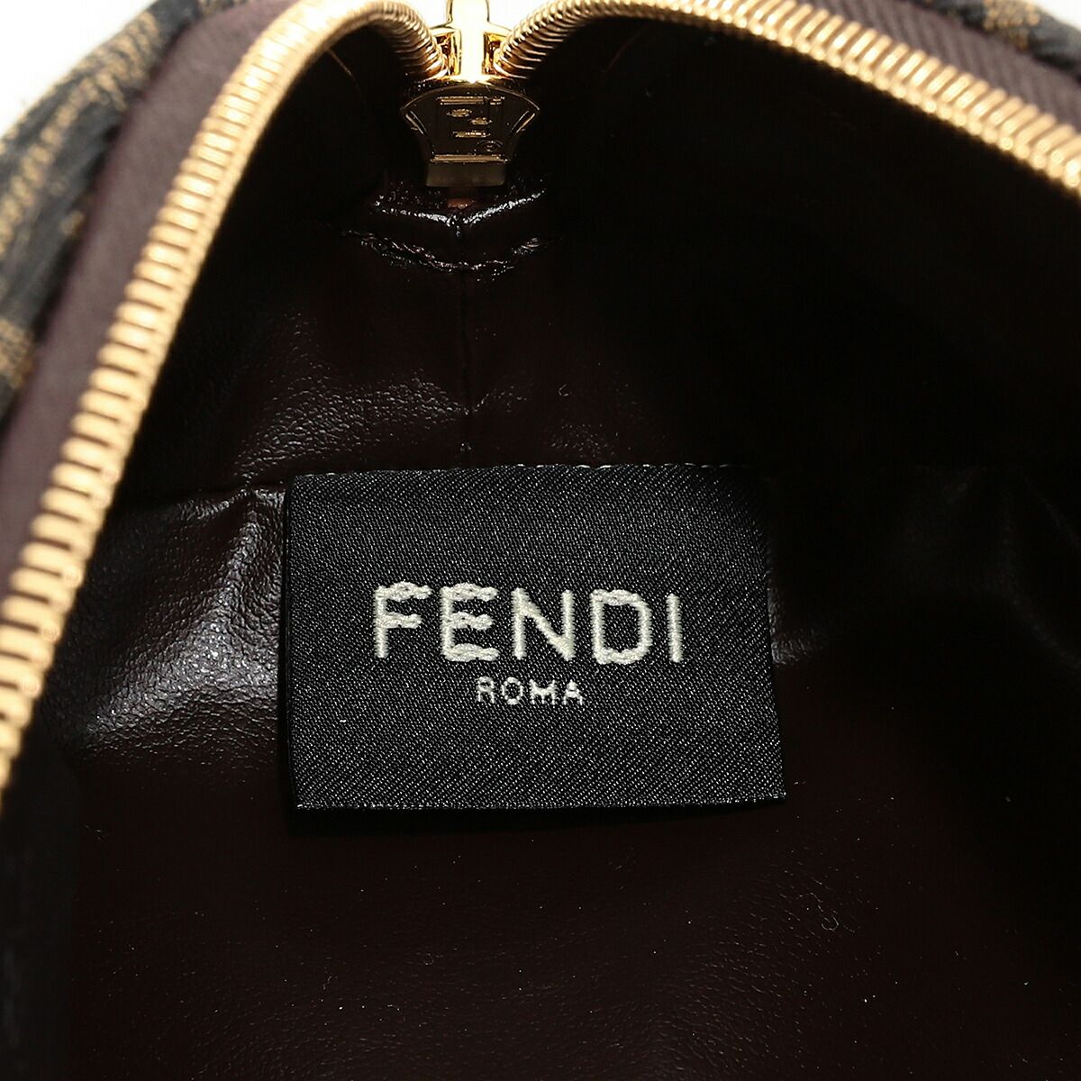 新品 フェンディ FENDI ポーチ ブラウンFFジャカードファブリック 